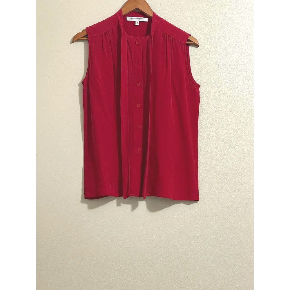 LAUGH CRY REPEAT -Red Sleeveless Top- S